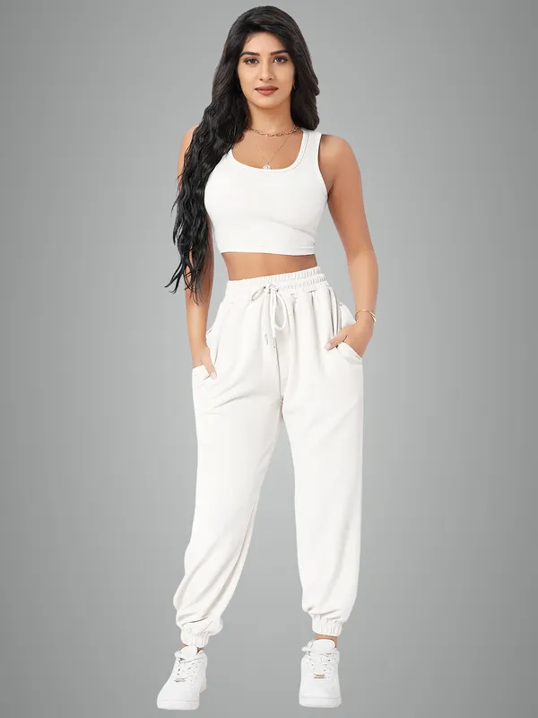 Women's_White_Crop_Top_And_Jogger_Co_Ord_Set_With_Drawstring_Waist