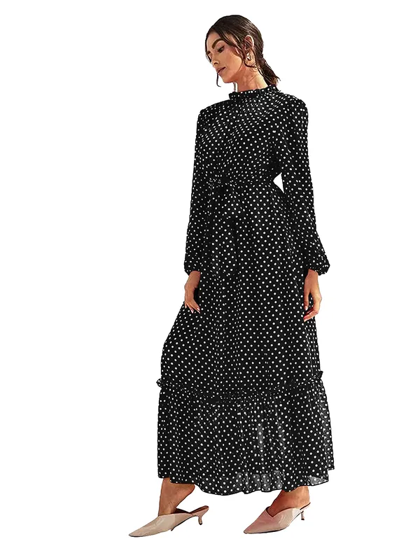Women's_Black_And_White_Polka_Dot_Maxi_Dress_With_Ruffle_Details