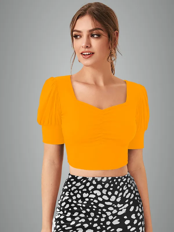 Women's_Bright_Orange_Puff_Sleeve_Crop_Top_With_Sweetheart_Neckline