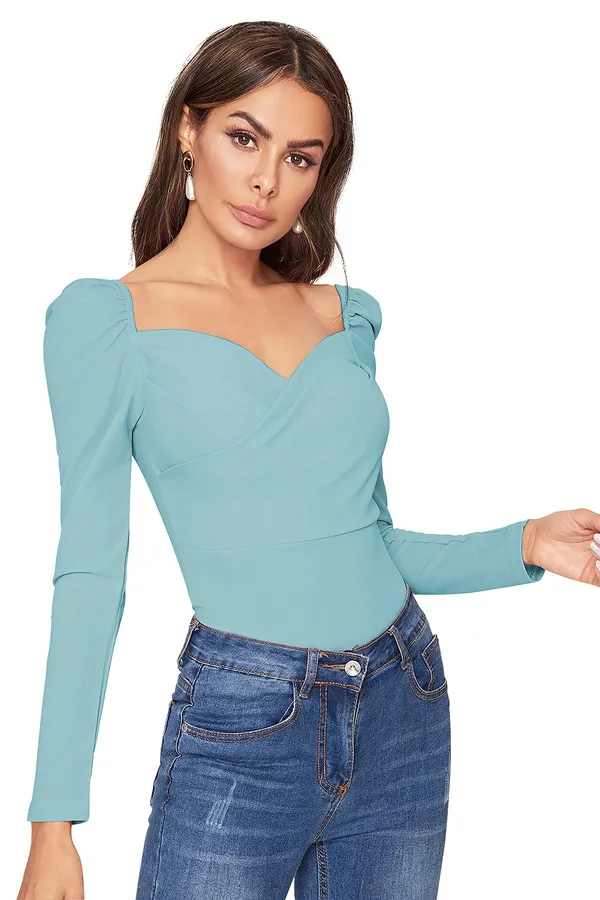 Women's_Blue_Puff_Sleeve_Sweetheart_Neck_Top_With_Jeans_Combo