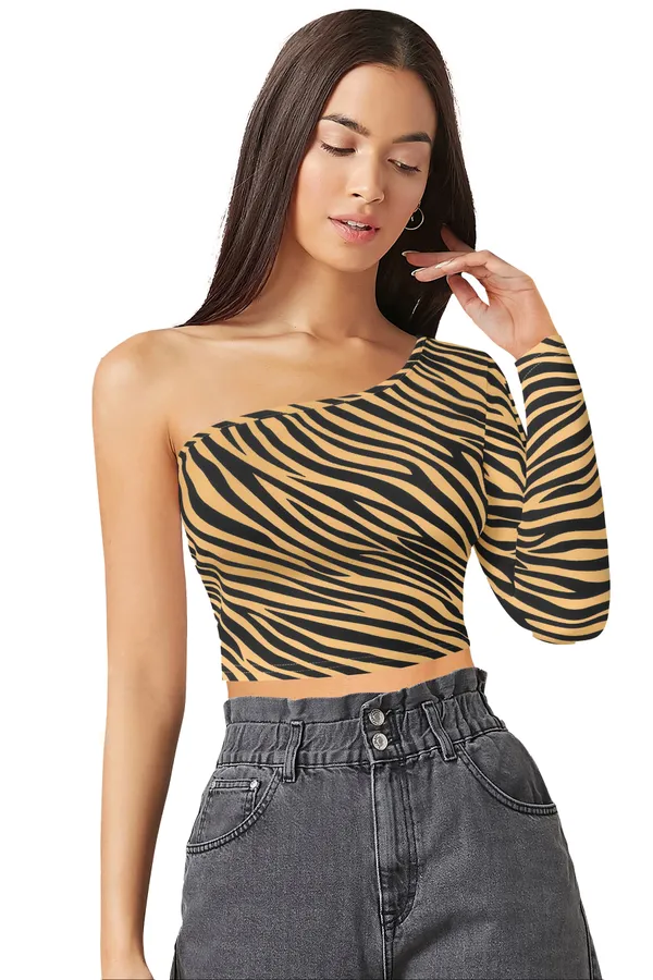 Tiger_Print_One_Shoulder_Crop_Top_For_Women