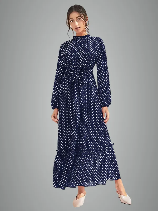 Navy_Blue_Polka_Dot_Long_Maxi_Dress_With_Ruffle_Details