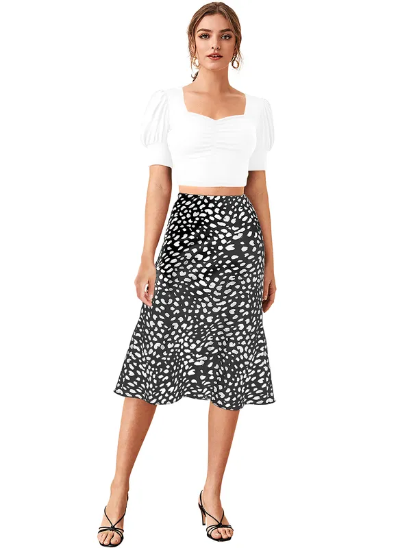 Women's_White_Crop_Top_With_Puff_Sleeves_And_Black_Animal_Print_Midi_Skirt_Set