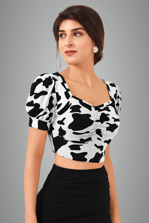 Cow_Print_Puff_Sleeve_Crop_Top