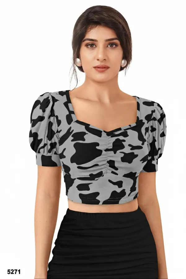 Women's_Grey_And_Black_Cow_Print_Puff_Sleeve_Crop_Top
