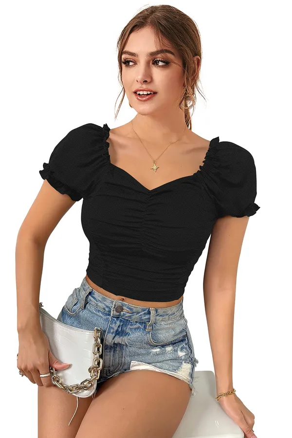 Women's_Black_Puff_Sleeve_Ruched_Crop_Top