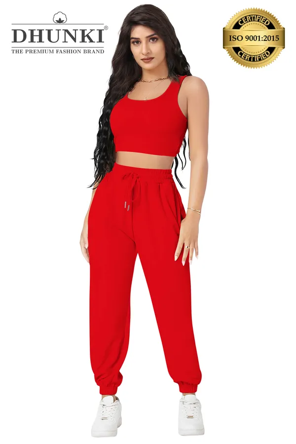 Women's_Red_Two_Piece_Crop_Top_And_Jogger_Co_Ord_Set