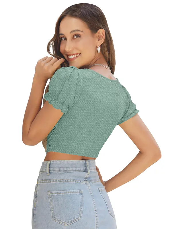 Sage_Green_Ruched_Crop_Top_With_Puff_Sleeves