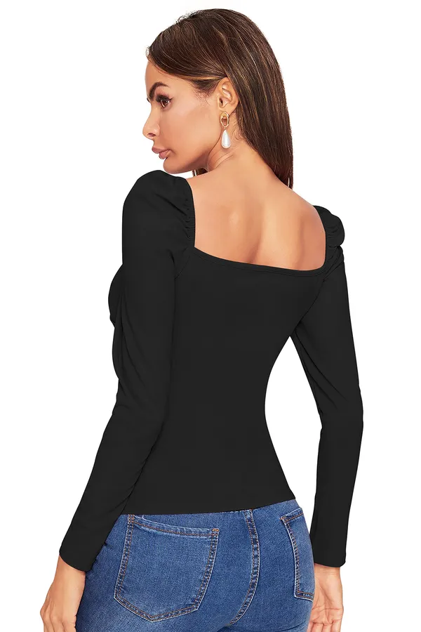 Women's_Black_Puff_Sleeve_Sweetheart_Neck_Top
