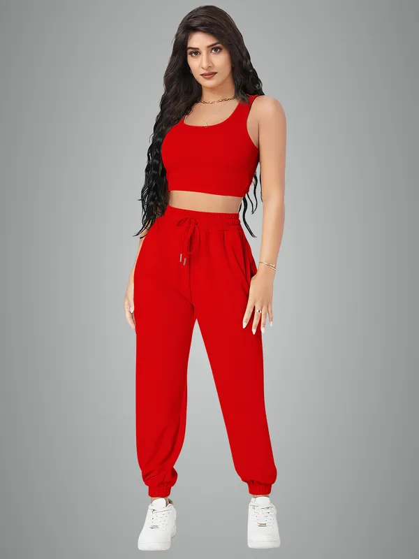Women's_Red_Two_Piece_Crop_Top_And_Jogger_Co_Ord_Set