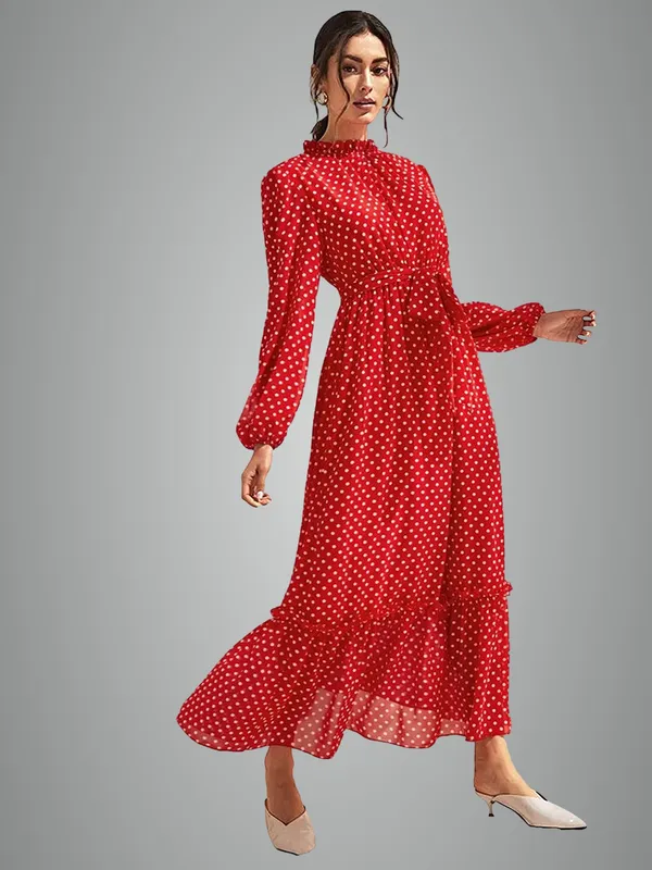 Red_Polka_Dot_Long_Sleeve_Maxi_Dress_For_Women