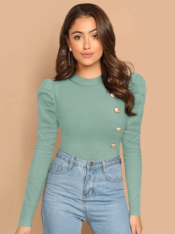 Women's_Sage_Green_Long_Sleeve_Top_With_Button_Detail