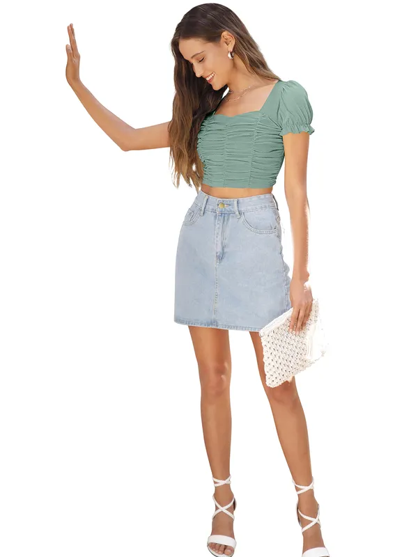 Sage_Green_Ruched_Crop_Top_With_Puff_Sleeves