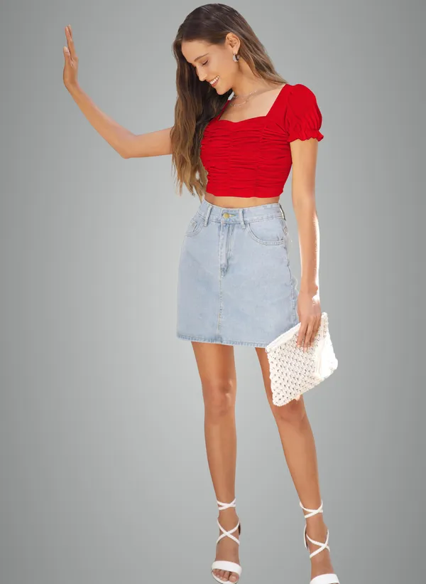 Red_Ruched_Crop_Top_With_Puff_Sleeves_And_Square_Neckline