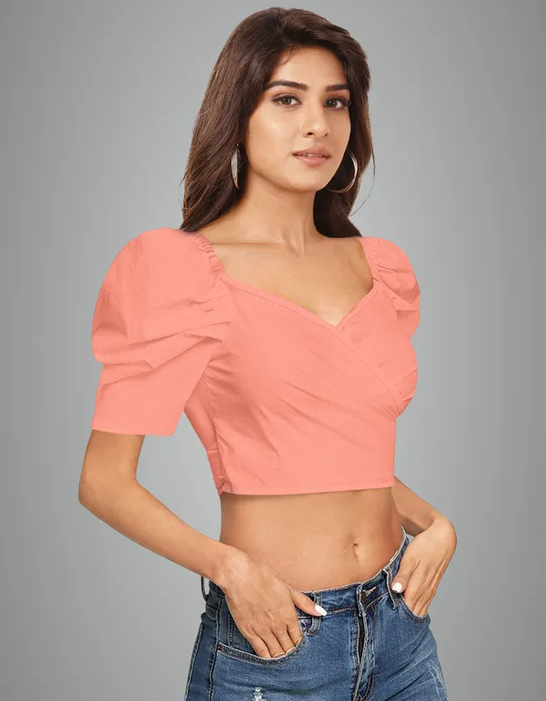 Women's_Peach_Puff_Sleeve_Crop_Top