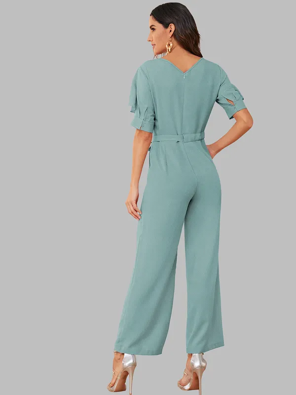Sage_Green_Ruffle_Sleeve_Jumpsuit_With_Belt