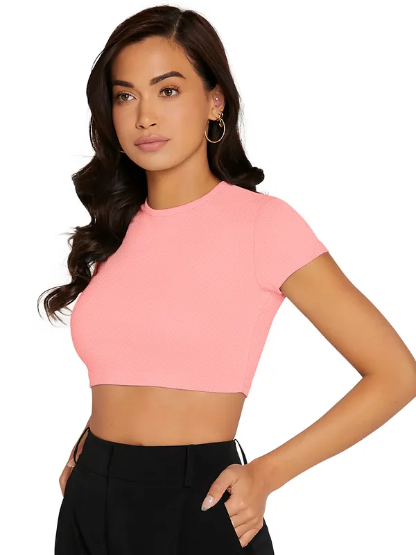 Women's_Pink_Short_Sleeve_Crop_Top