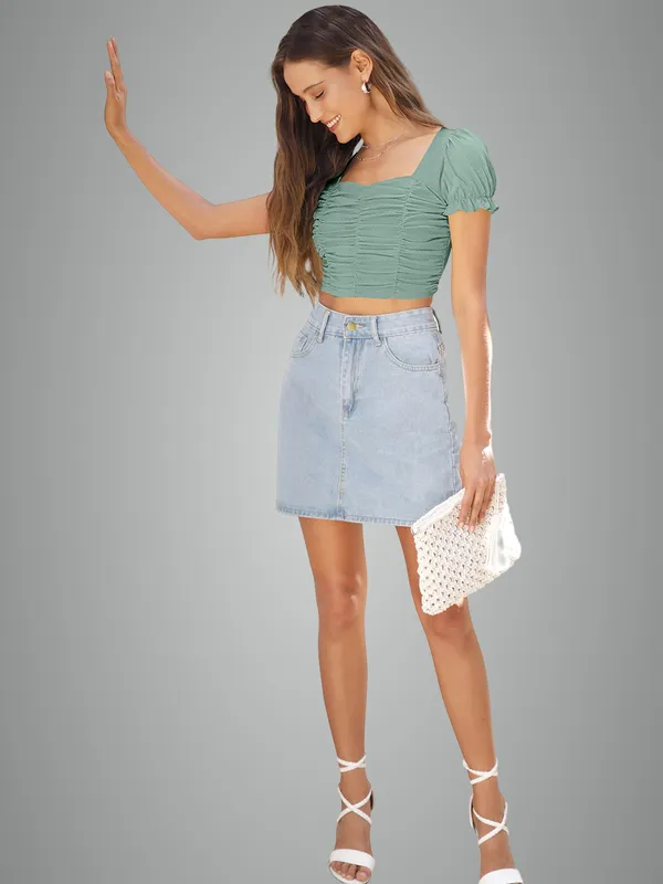 Sage_Green_Ruched_Crop_Top_With_Puff_Sleeves
