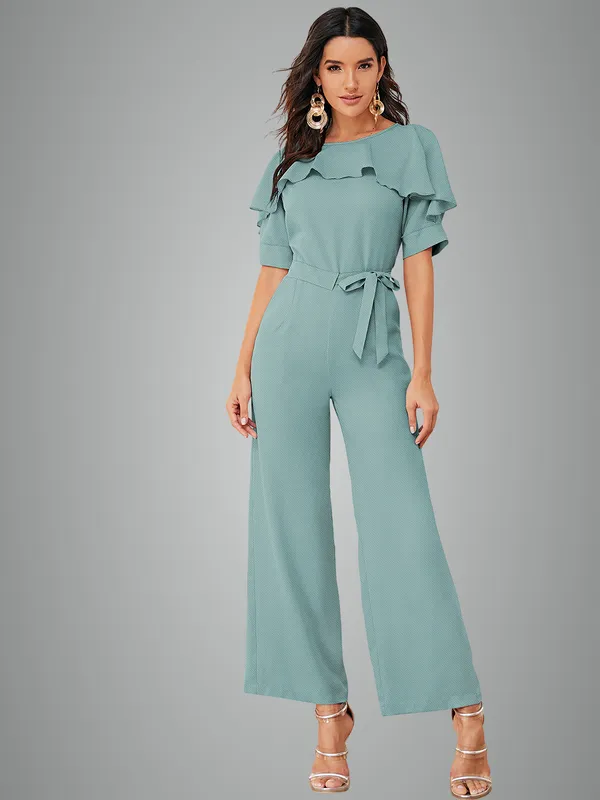 Sage_Green_Ruffle_Sleeve_Jumpsuit_With_Belt