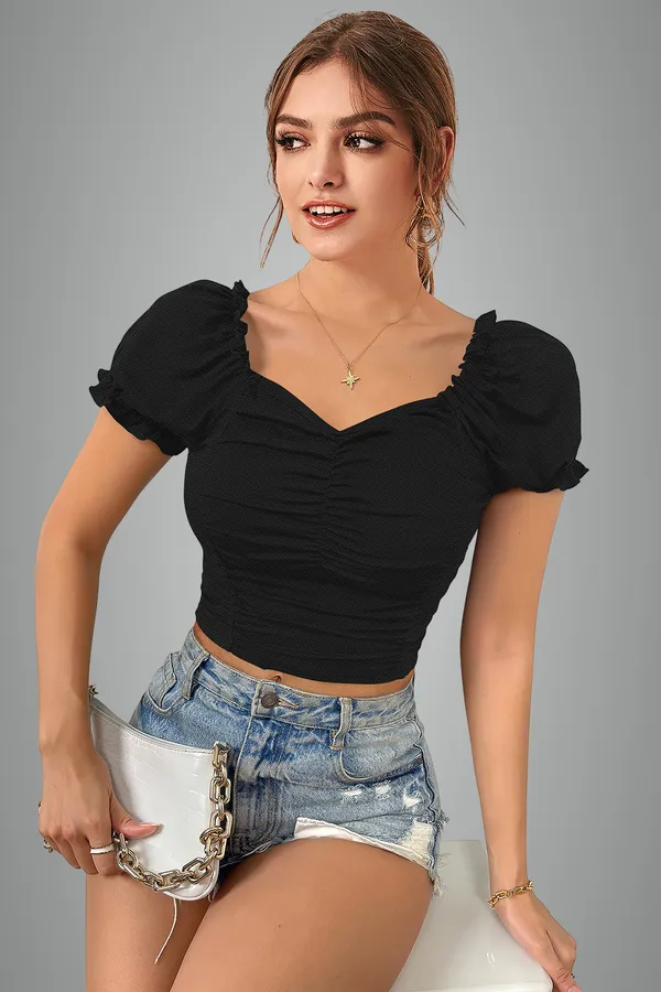 Women's_Black_Puff_Sleeve_Ruched_Crop_Top