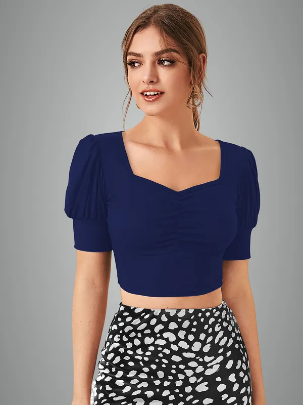 Navy_Blue_Puff_Sleeve_Crop_Top_With_Sweetheart_Neckline