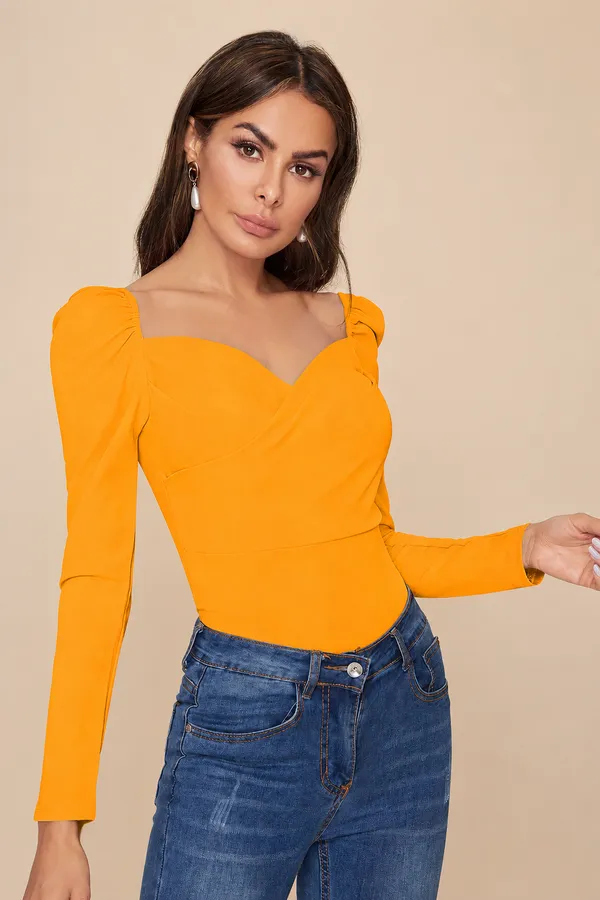 Women's_Mustard_Yellow_Puff_Sleeve_Sweetheart_Neck_Top