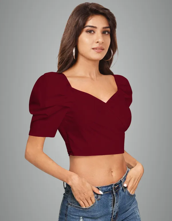 Maroon_Puff_Sleeve_Crop_Top_With_Sweetheart_Neckline
