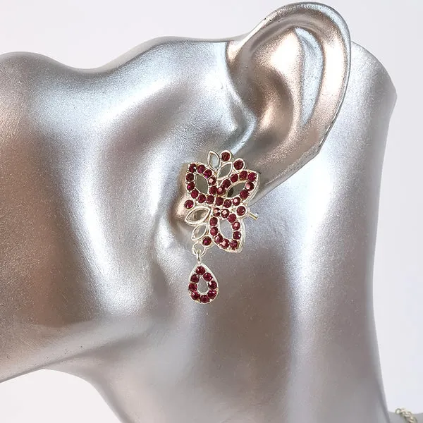American_Diamond_Studded_Floral_Shaped_Necklace_With_Earrings_–_Sparkling_Jewelry_Set_For_Women