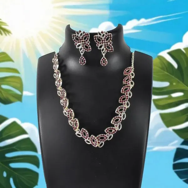 American_Diamond_Studded_Floral_Shaped_Necklace_With_Earrings_–_Sparkling_Jewelry_Set_For_Women