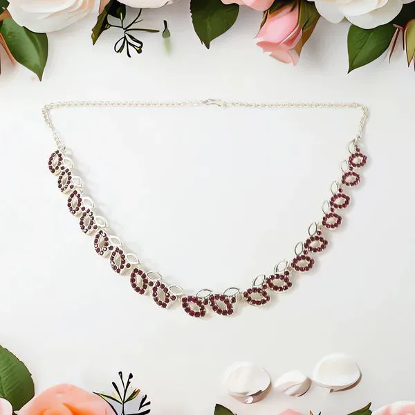 American_Diamond_Studded_Floral_Shaped_Necklace_With_Earrings_–_Sparkling_Jewelry_Set_For_Women