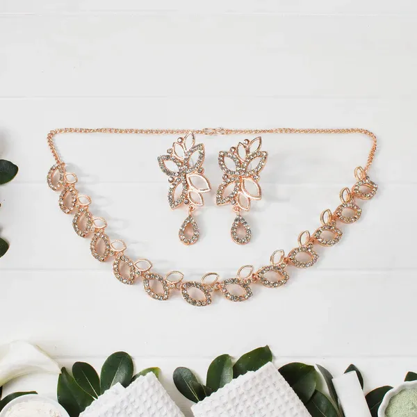 American_Diamond_Studded_Floral_Shaped_Necklace_With_Earrings_–_Sparkling_Jewelry_Set_For_Women