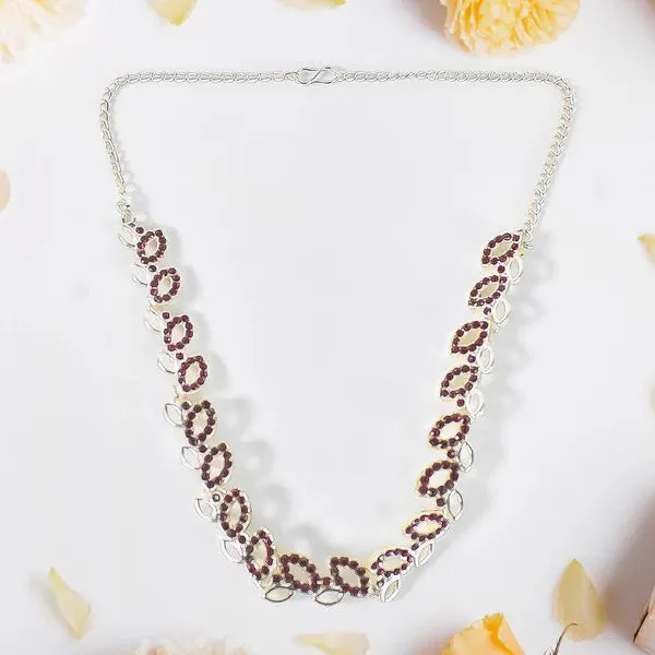 American_Diamond_Studded_Floral_Shaped_Necklace_With_Earrings_–_Sparkling_Jewelry_Set_For_Women
