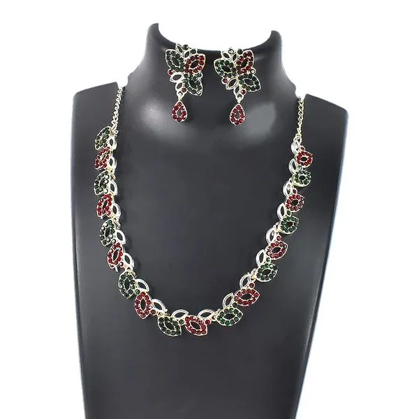 American_Diamond_Studded_Floral_Shaped_Necklace_With_Earrings_–_Sparkling_Jewelry_Set_For_Women