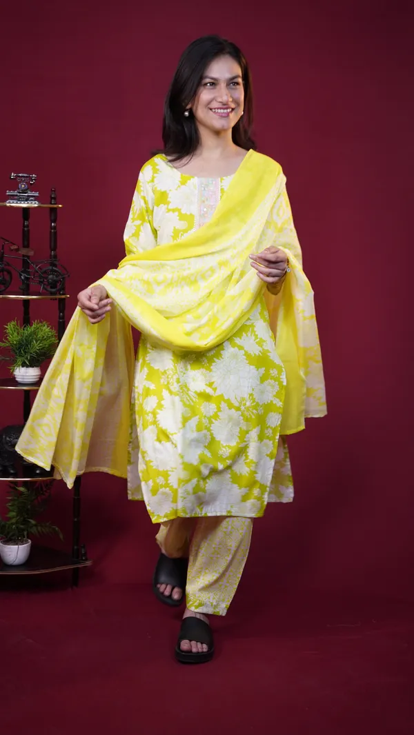 Yellow_Premium_Cotton_Floral_Embroidered_Suit_Set_For_Women