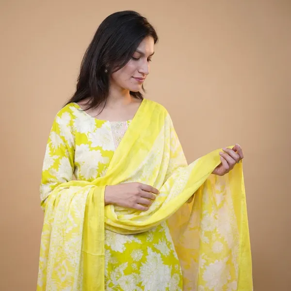 Yellow_Premium_Cotton_Floral_Embroidered_Suit_Set_For_Women