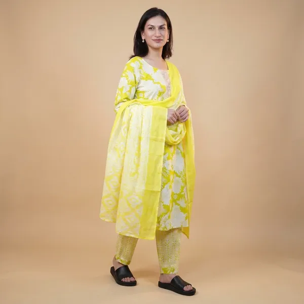 Yellow_Premium_Cotton_Floral_Embroidered_Suit_Set_For_Women