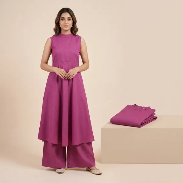 Pink_Premium_Cotton_Sleeveless_Flared_Kurta_With_Palazzo_Set_For_Women
