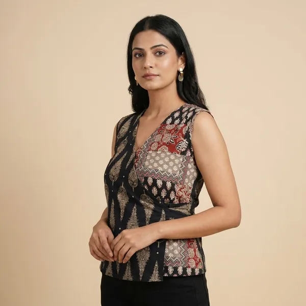 Black_Premium_Cotton_Ajrakh_Wrap_Top_For_Women