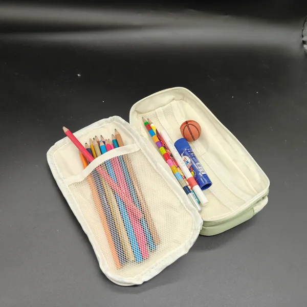 Yellow_Polyester_Luck_Printed_Multi-Compartment_Pencil_Case_For_Kids