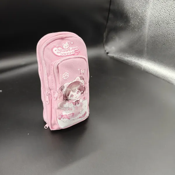 Pink_Polyester_Multi-Compartment_Pencil_Case_For_Kids