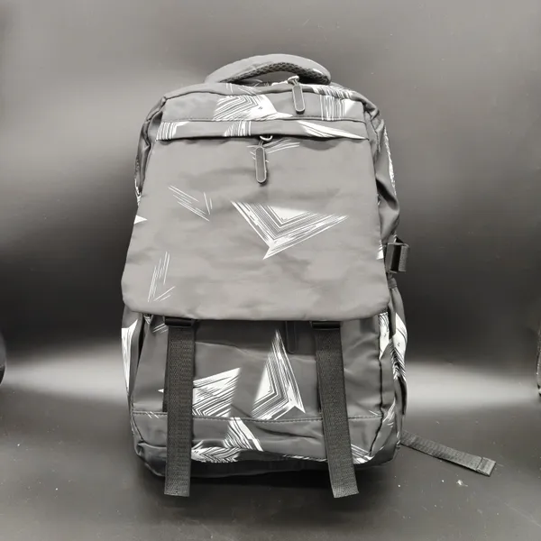 Grey_White_Polyester_Arrow_Print_Backpack_For_Kids