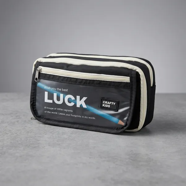 Grey_Polyester_Transparent_Dual_Compartment_Pencil_Pouch_For_Kids
