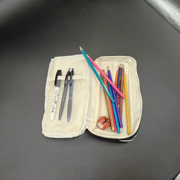 Grey_Polyester_Transparent_Dual_Compartment_Pencil_Pouch_For_Kids