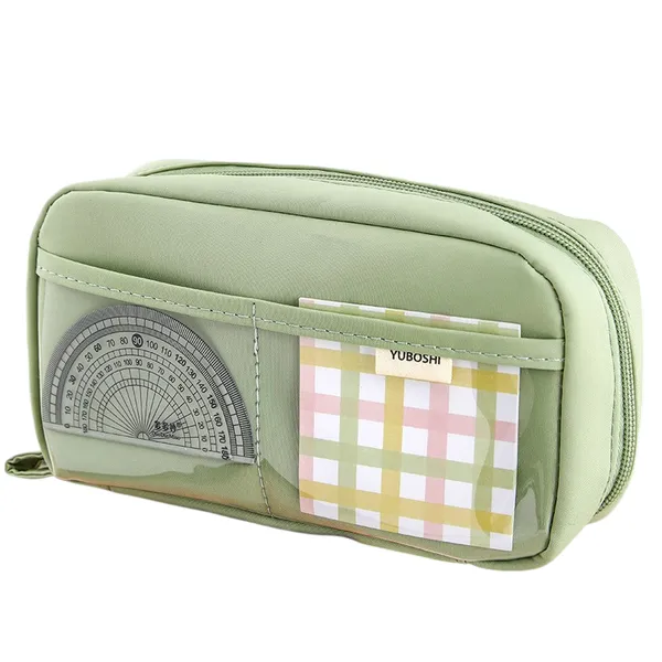 Light_Green_Polyester_Large_Capacity_Pencil_Case_Pouch_For_Kids
