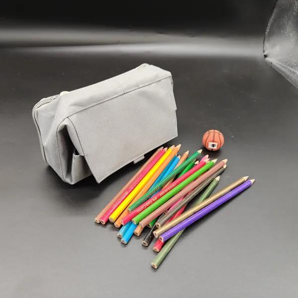 Grey_Polyester_Multi-Compartment_Pencil_Case_For_Kids