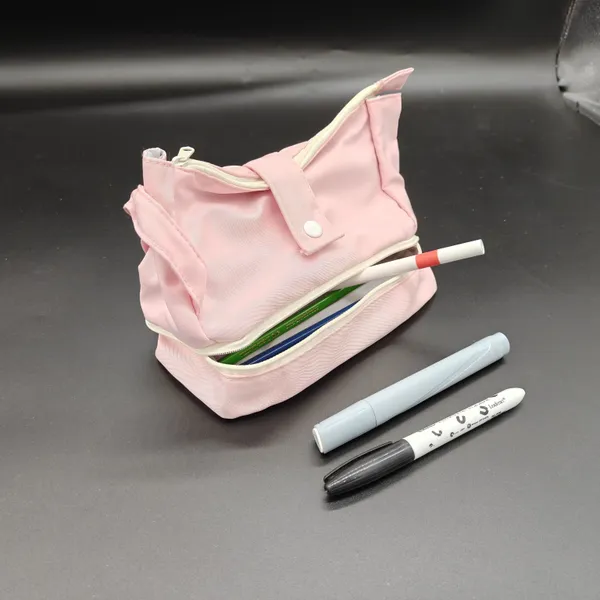 Pink_Polyester_Snap_Button_Pencil_Pouch_For_Kids