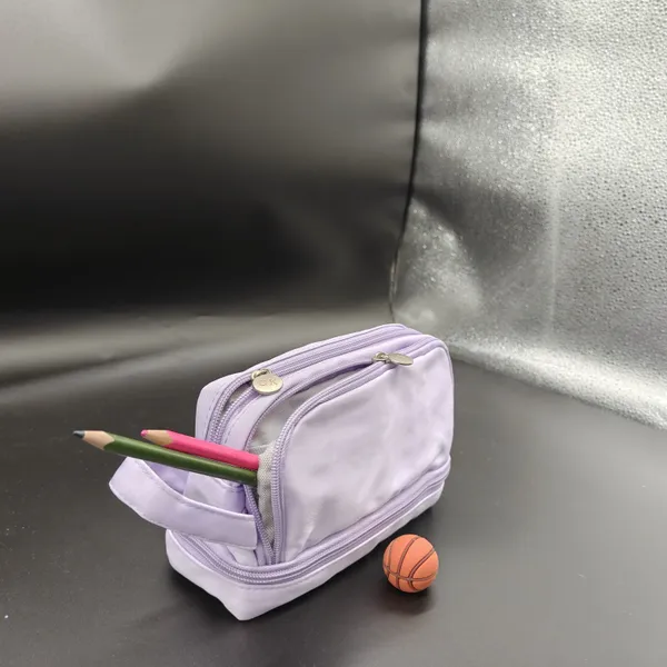 Lavender_Purple_Polyester_Dual_Compartment_Pencil_Pouch_For_Kids