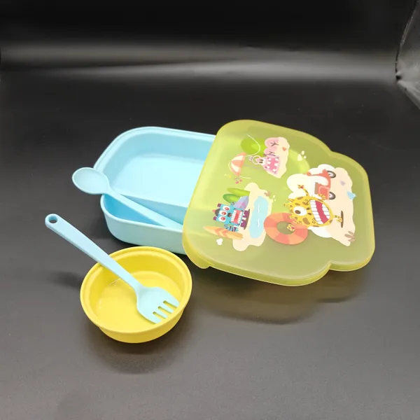 Green_Plastic_Steel_Divided_Compartment_Kids_Lunch_Box_With_Cutlery