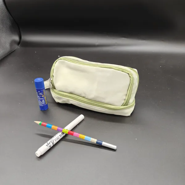 Cream_Green_Polyester_Dual_Compartment_Pencil_Pouch_For_Kids
