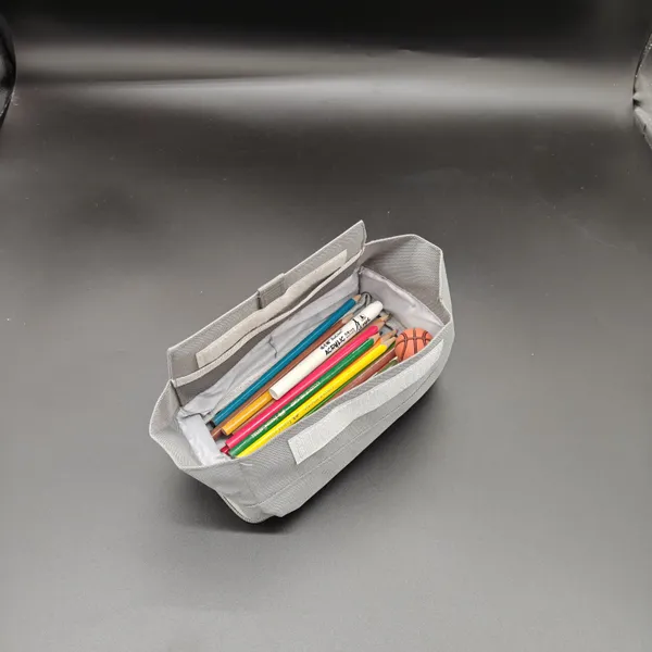 Grey_Polyester_Multi-Compartment_Pencil_Case_For_Kids
